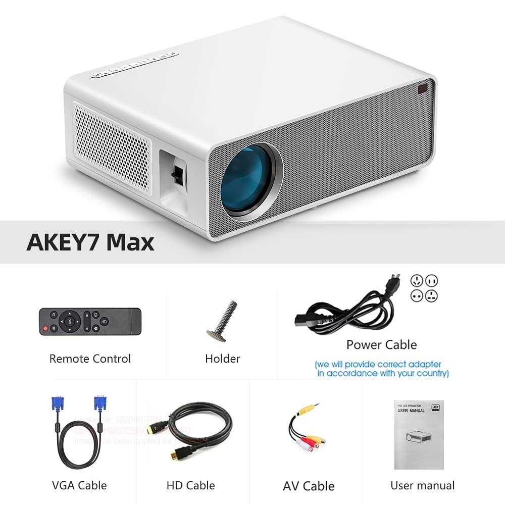 7 7 AUN Akey7 Max Real Full HD Native 1080P Resolution, 4K Supported Android 9.0, RAM: 1GB, ROM: 16GB, BLUETOOTH: 4.0 , 8500 Lumens for Wi-Fi Bluetooth, Mira Cast Home Theatre LED Projector.